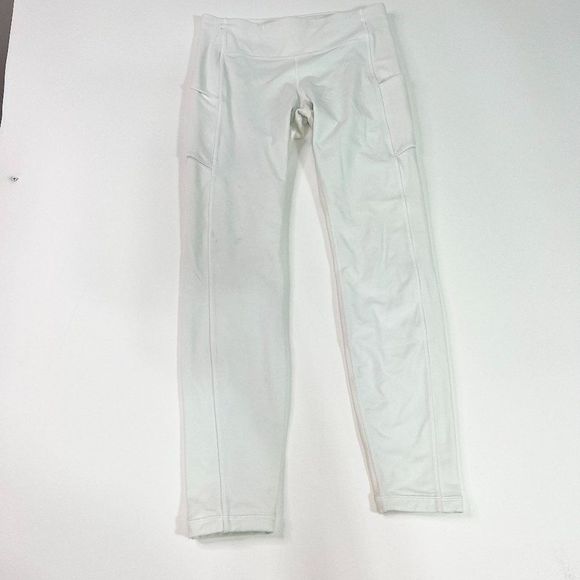 Lululemon Womens White Elastic Waist Pockets Straight Leg Activewear Pant Size 8 - Picture 1 of 11